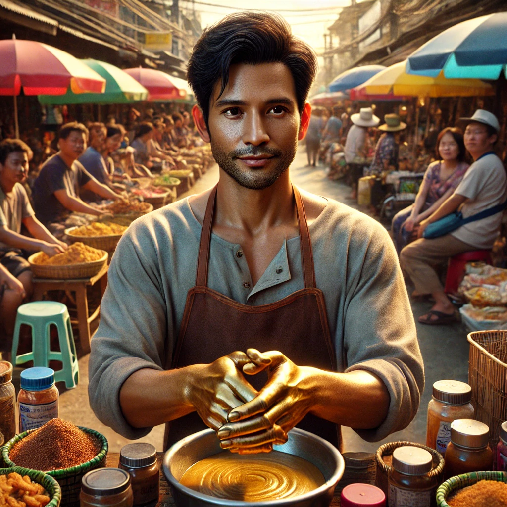 มือผู้ขายวางของบนโต๊ะด้วยความตั้งใจ แสดงใจซื่อสัตย์ต่อตัวเอง