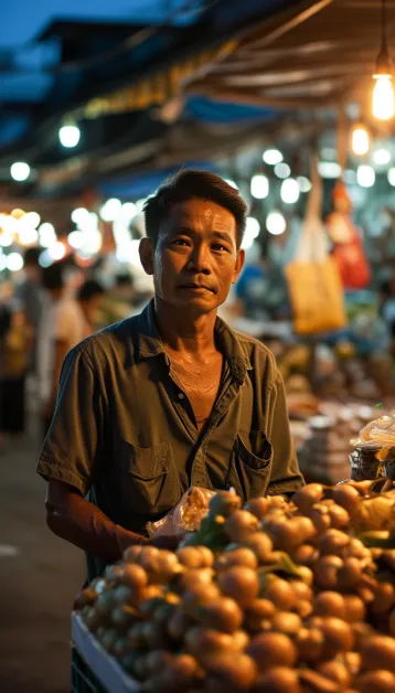 ร้านค้าที่ใช้เทคนิคการพูดและการโปรโมทสินค้าเพื่อเพิ่มยอดขายในตลาดนัด
