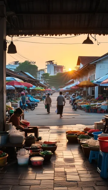 แผงขายสินค้าพื้นบ้านในตลาดนัดอ่างทอง พร้อมการจัดการต้นทุนต่อชิ้นอย่างชัดเจน
