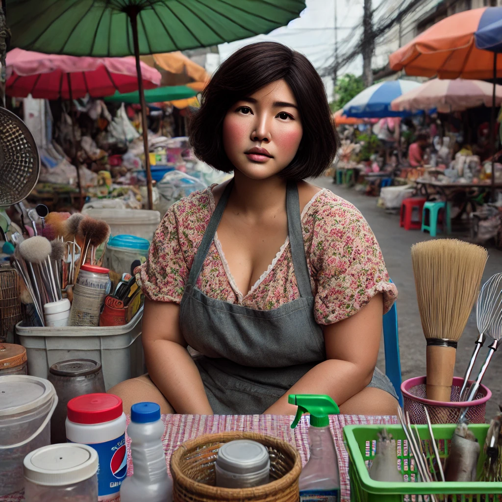 ผู้ค้าหน้าแผงมองไปข้างหน้า ยืนแน่วแน่บนเส้นทางที่เลือกเอง